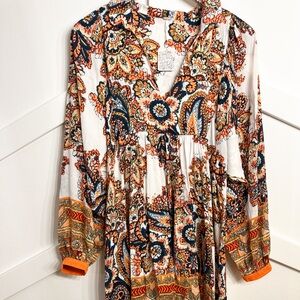 Free People Vibrant Paisley Dress
